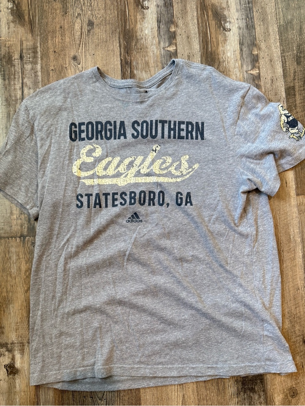 Adidas Georgia Southern Strutter Gus Tee - Heather Gray with Navy & Gold